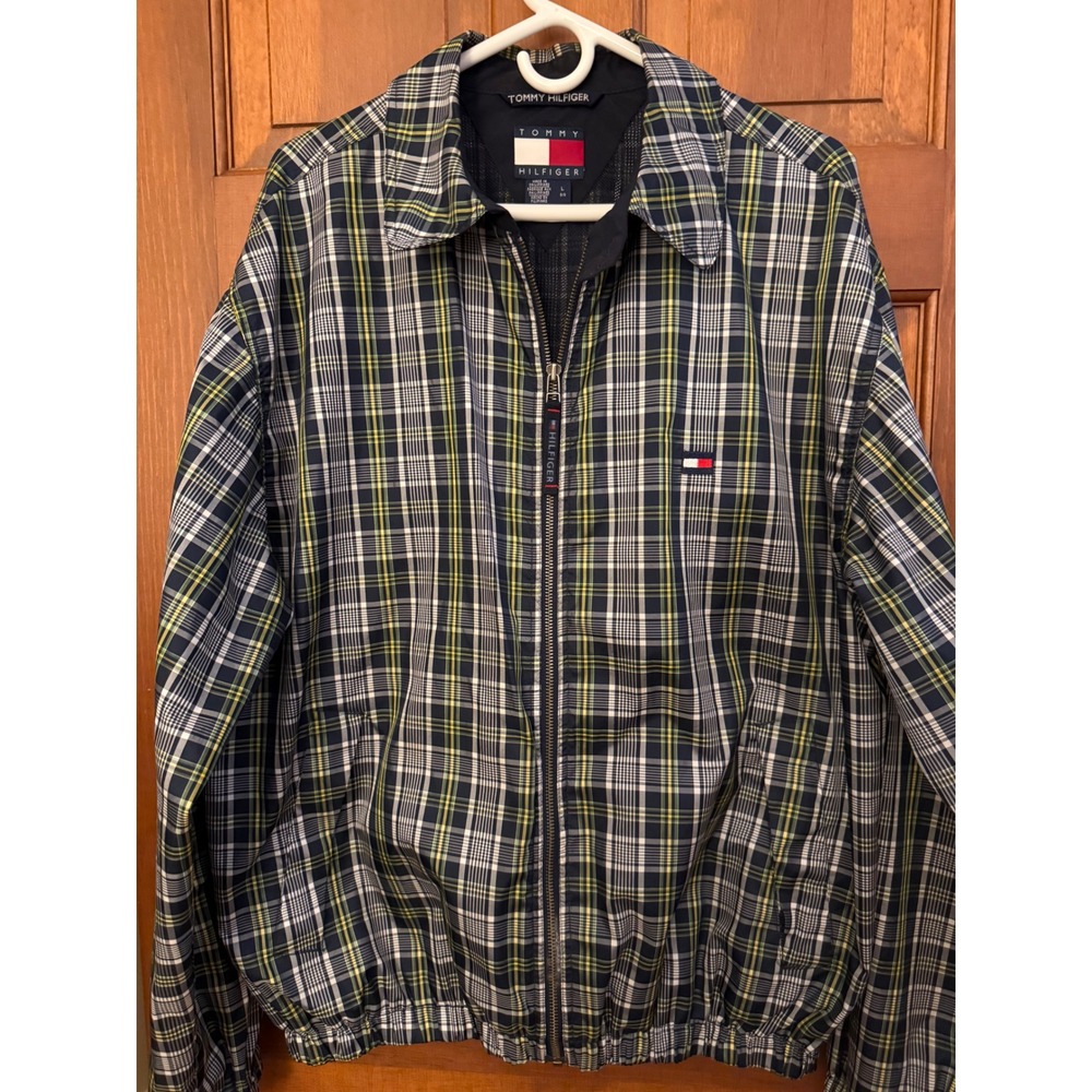 Tommy Hilfiger Tartan Plaid Jacket Men L Mesh-Lined Full-Zip New England Prep